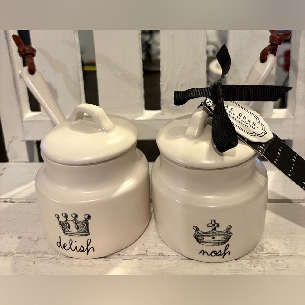 Rae Dunn Elegant Cream Ceramic Jam Jars